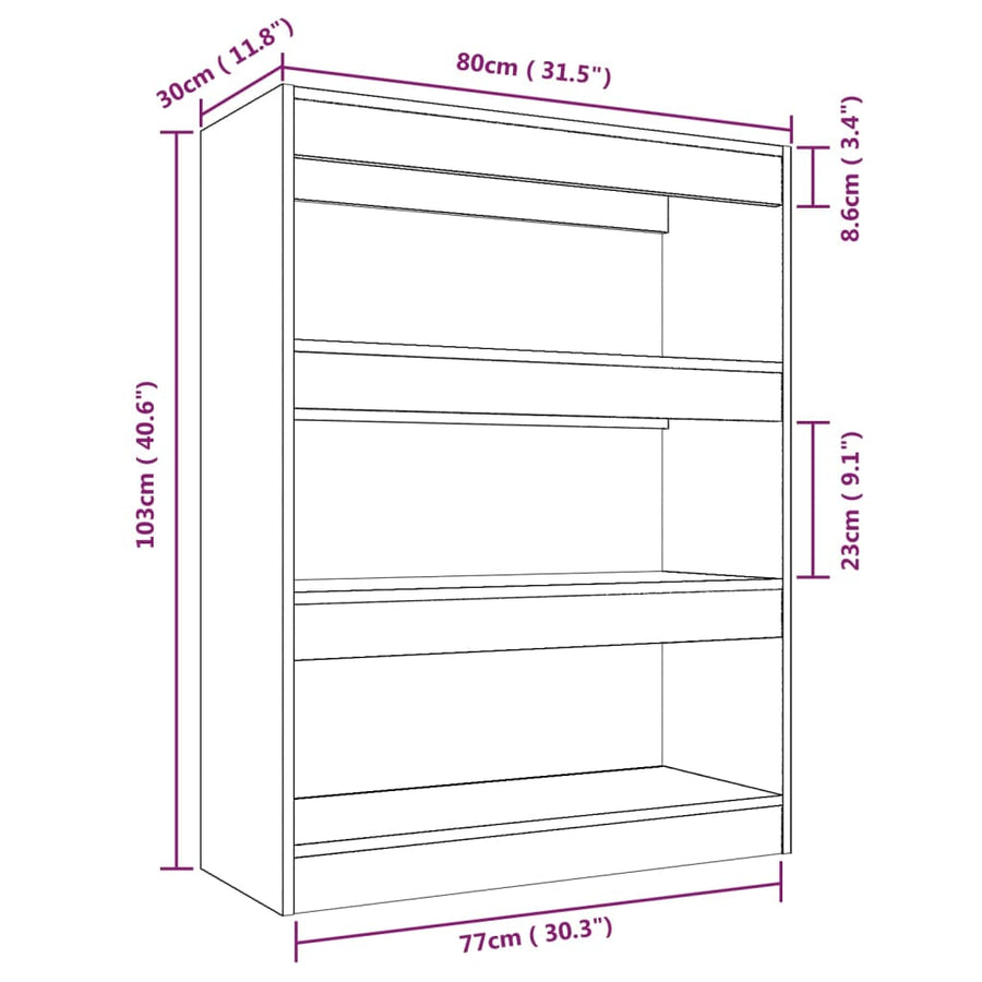 Boekenkast/Kamerscherm 80X30X03 Cm Bewerkt Hout Zwart