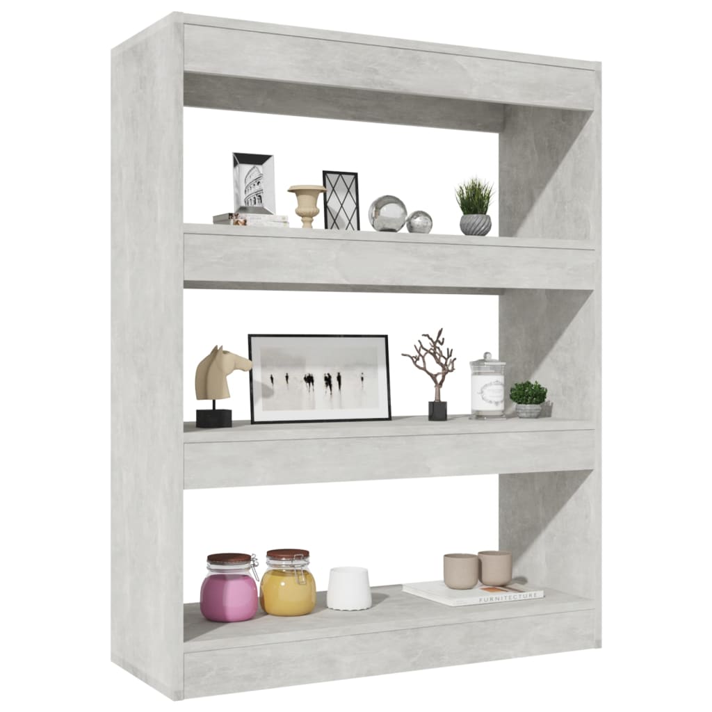 Boekenkast/kamerscherm 80x30x103 cm bewerkt hout betongrijs Betongrijs