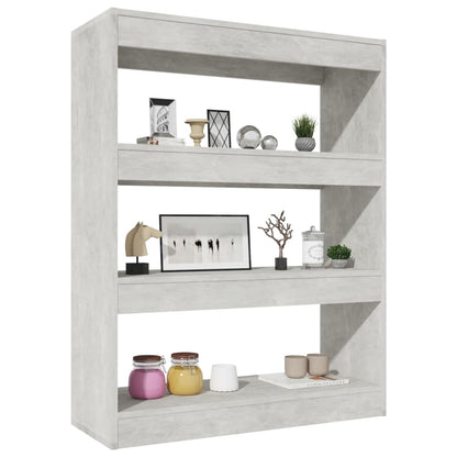 Boekenkast/kamerscherm 80x30x103 cm bewerkt hout betongrijs Betongrijs