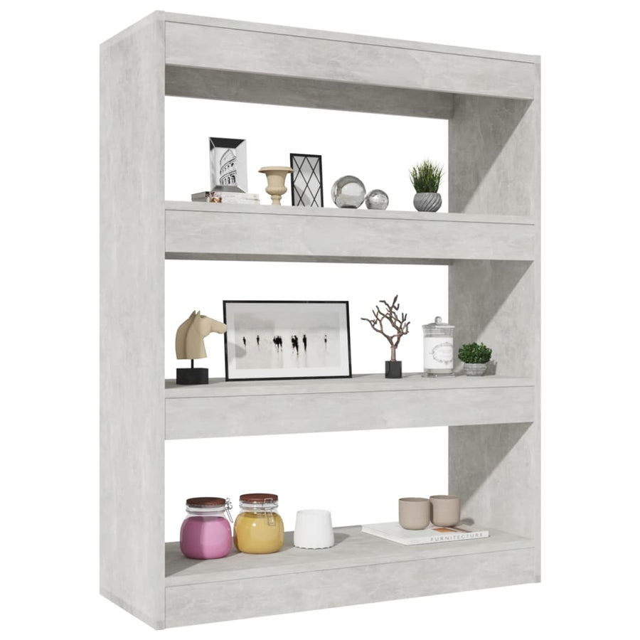 Boekenkast/kamerscherm 80x30x103 cm bewerkt hout betongrijs Betongrijs