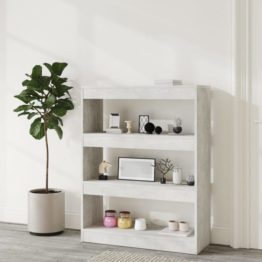 Boekenkast/kamerscherm 80x30x103 cm bewerkt hout betongrijs Betongrijs
