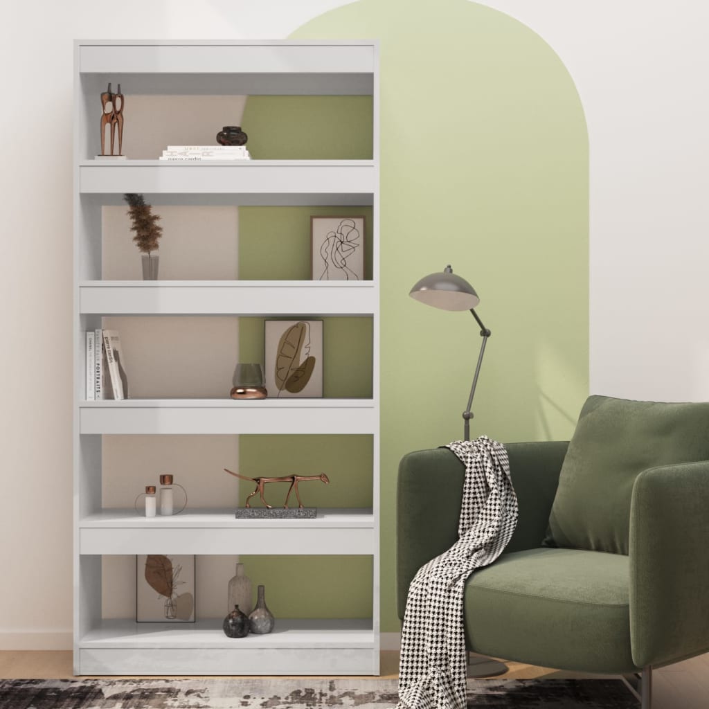 Boekenkast/Kamerscherm 80X30X166 Cm Bewerkt Hout Hoogglans wit
