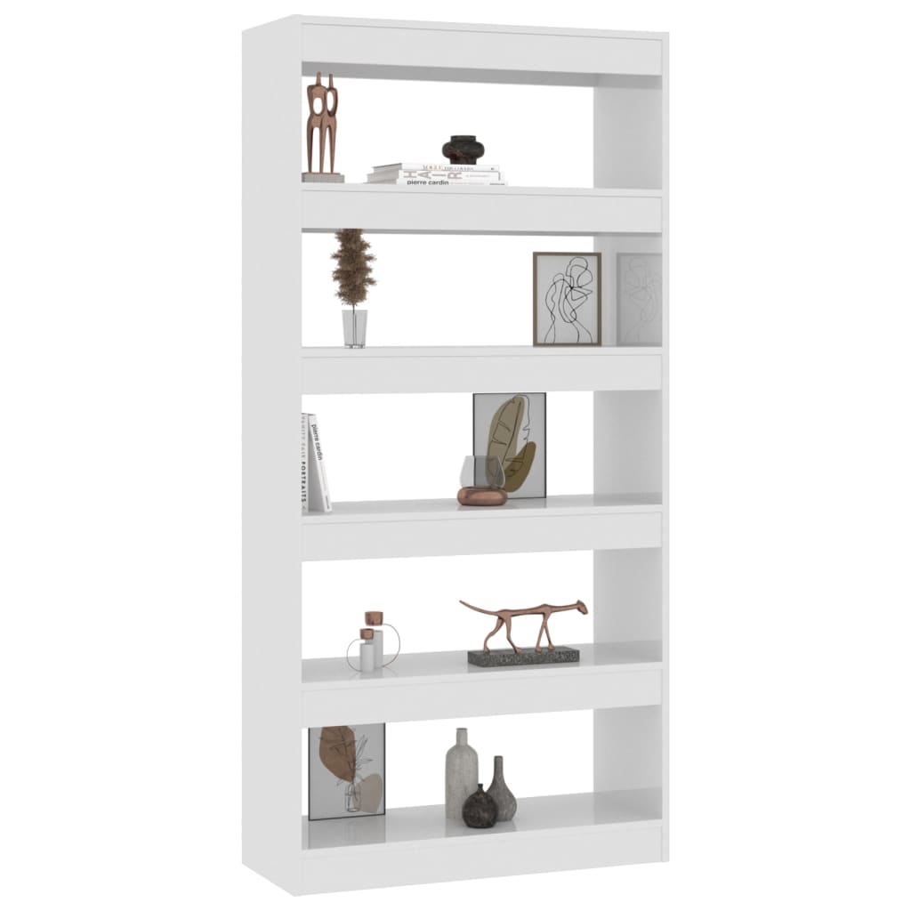 Boekenkast/Kamerscherm 80X30X166 Cm Bewerkt Hout Hoogglans wit