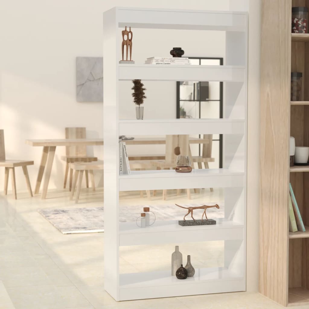 Boekenkast/Kamerscherm 80X30X166 Cm Bewerkt Hout Hoogglans wit
