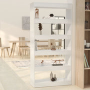 Boekenkast kamerscherm 80x30x166 cm bewerkt hout hoogglans wit