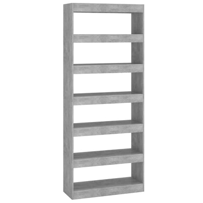 Boekenkast/kamerscherm 80x30x198 cm spaanplaat betongrijs Betongrijs
