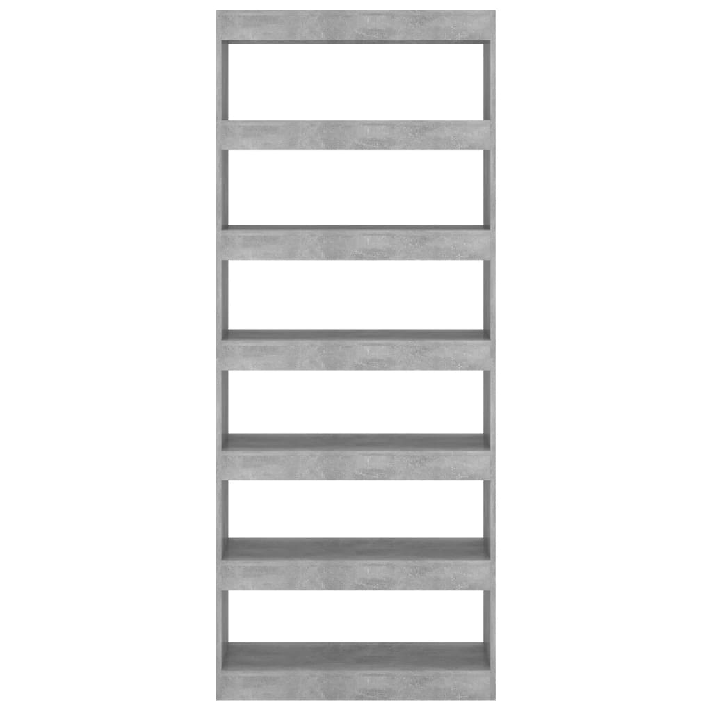 Boekenkast/kamerscherm 80x30x198 cm spaanplaat betongrijs Betongrijs