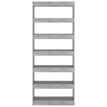 Boekenkast/kamerscherm 80x30x198 cm spaanplaat betongrijs Betongrijs