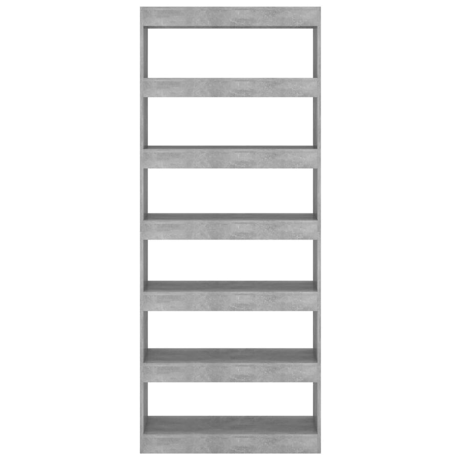 Boekenkast/kamerscherm 80x30x198 cm spaanplaat betongrijs Betongrijs