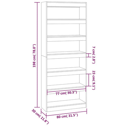 Boekenkast/kamerscherm 80x30x198 cm spaanplaat betongrijs Betongrijs