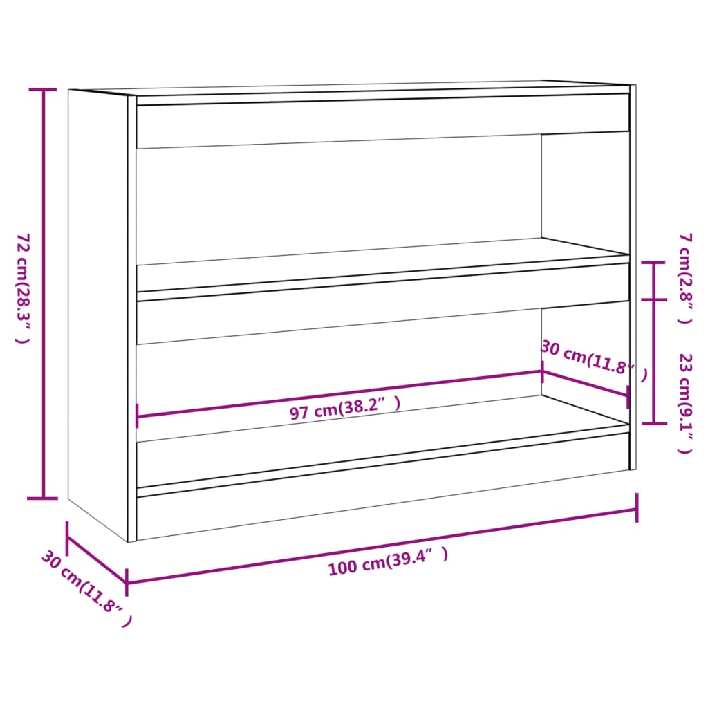 Boekenkast/Kamerscherm 00X30X72 Cm Kleurig Sonoma eiken