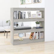 Boekenkast kamerscherm 100x30x103 cm betongrijs