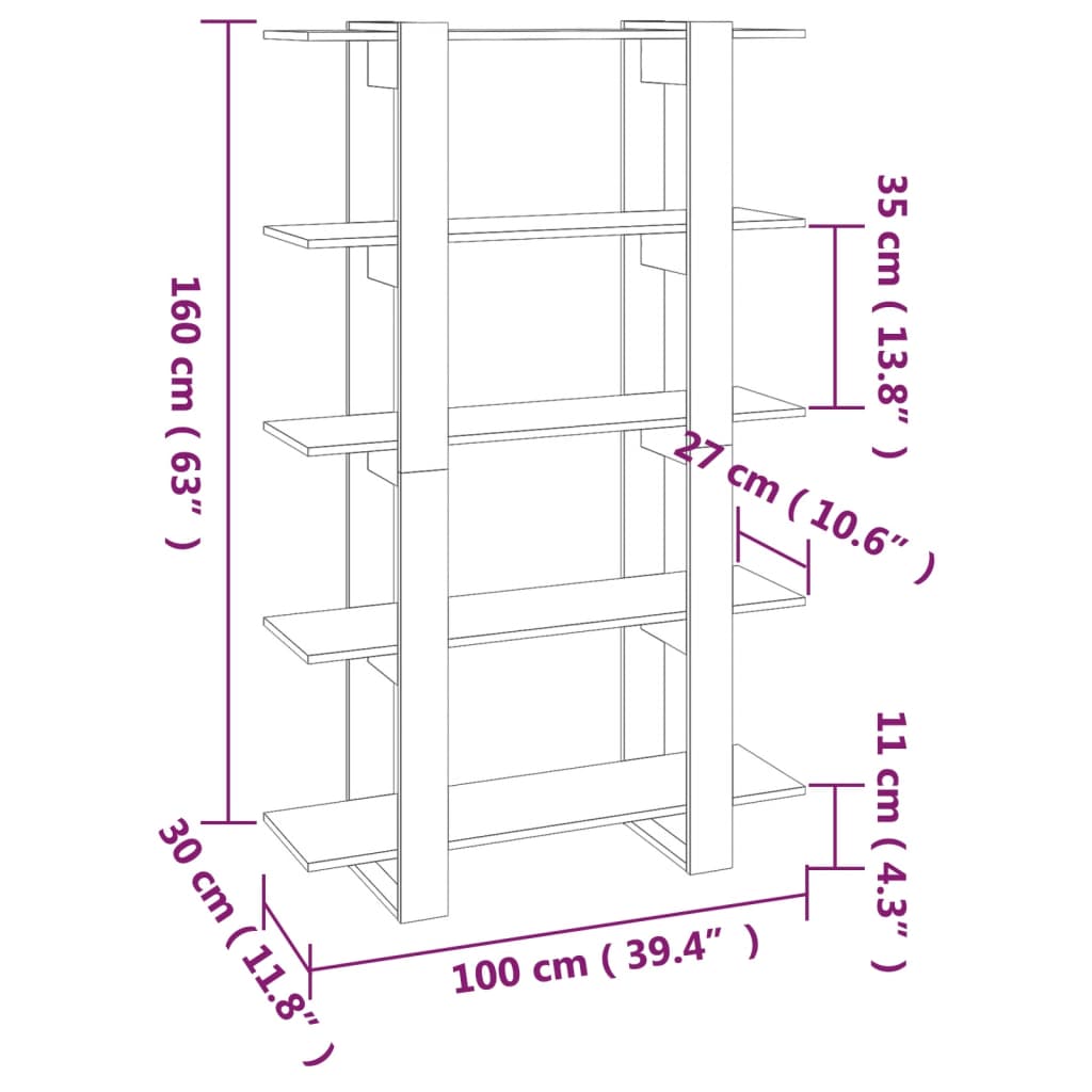 Boekenkast/Kamerscherm 00X30X60 Cm Eikenkleurig Grijs sonoma