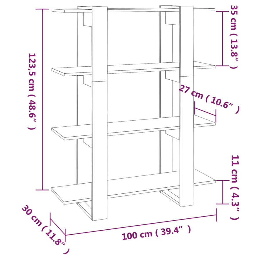 Boekenkast/Kamerscherm 00X30X23,5 Cm Kleurig Gerookt eiken