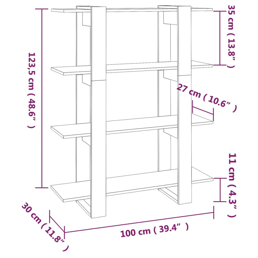 Boekenkast/Kamerscherm 00X30X23,5 Cm Eiken Grijs sonoma