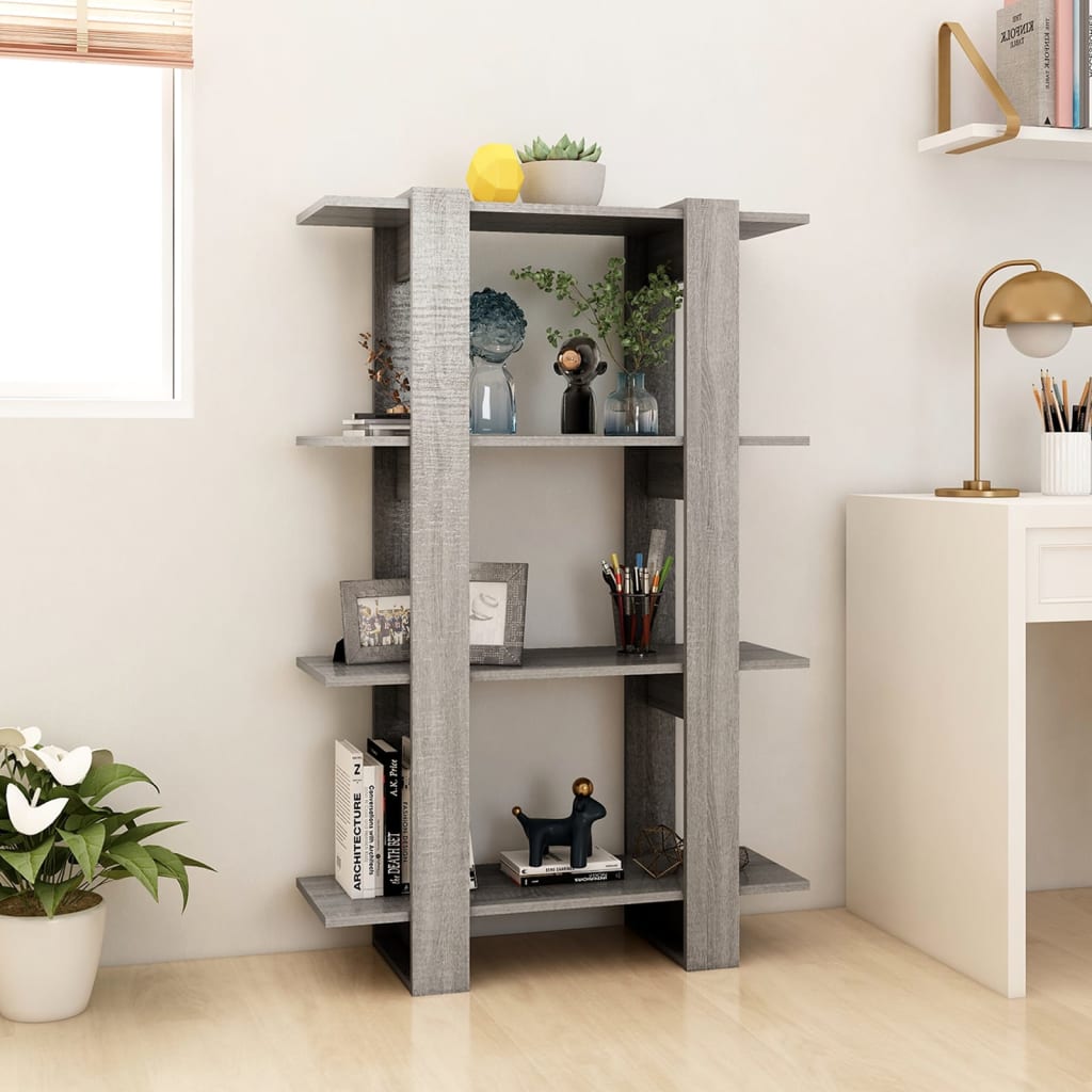 Boekenkast/Kamerscherm 80X30X23,5 Cm Eikenkleurig Grijs sonoma