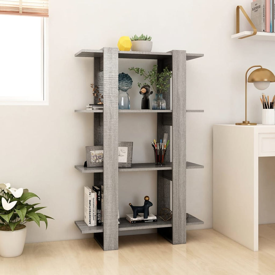 Boekenkast/Kamerscherm 80X30X23,5 Cm Eikenkleurig Grijs sonoma