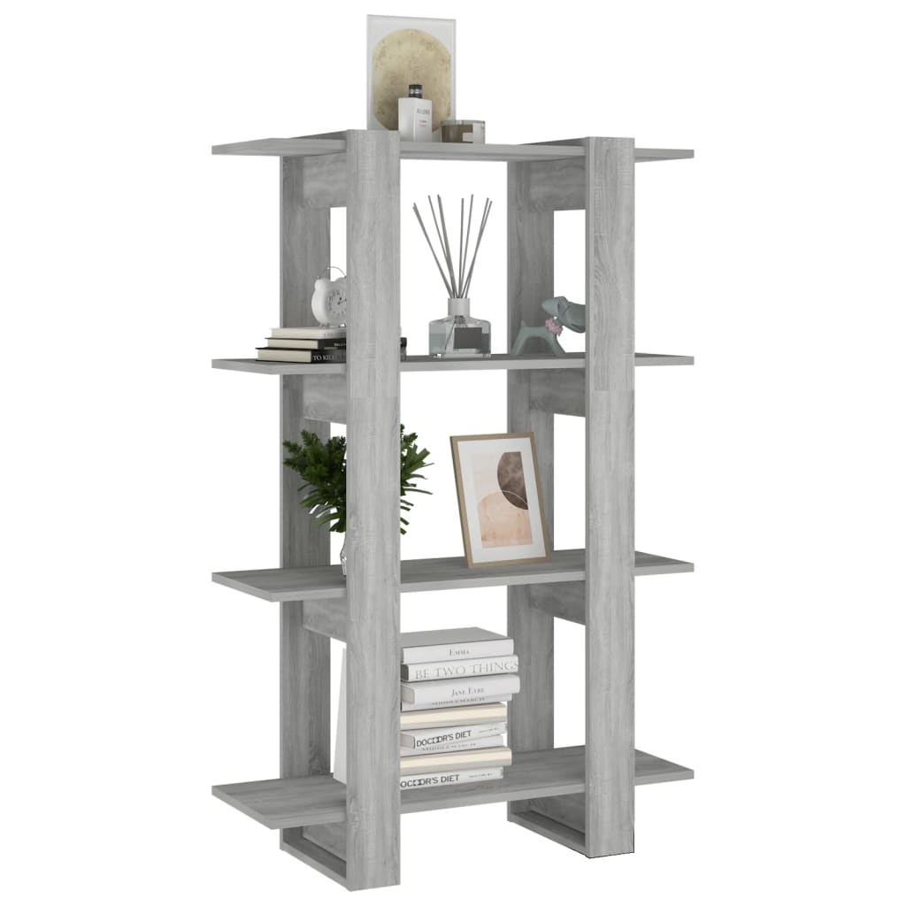 Boekenkast/Kamerscherm 80X30X23,5 Cm Eikenkleurig Grijs sonoma