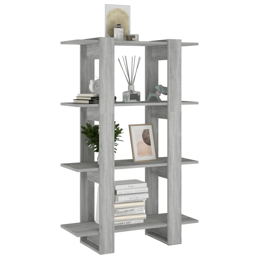 Boekenkast/Kamerscherm 80X30X23,5 Cm Eikenkleurig Grijs sonoma