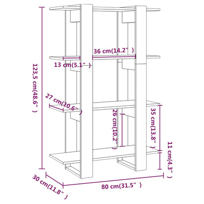 Boekenkast/Kamerscherm 80X30X23,5 Cm Eikenkleurig Grijs sonoma