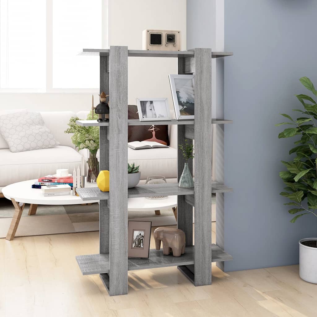Boekenkast/Kamerscherm 80X30X23,5 Cm Eikenkleurig Grijs sonoma