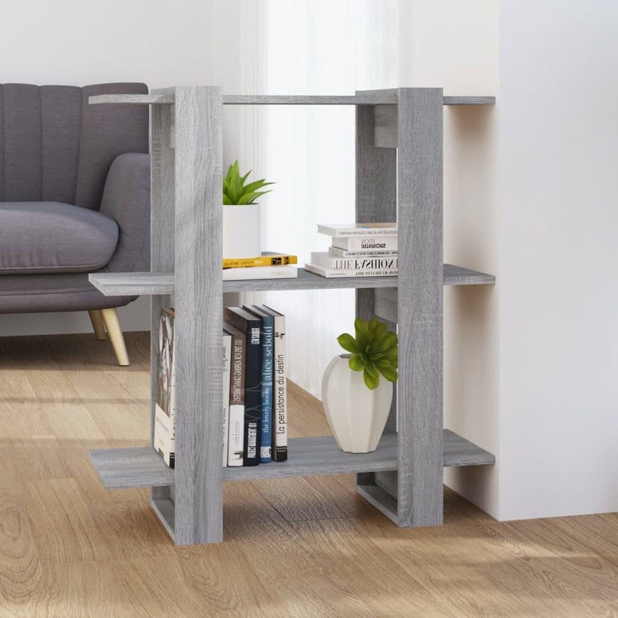 Boekenkast/Kamerscherm 80X30X87 Cm Eikenkleurig Grijs sonoma