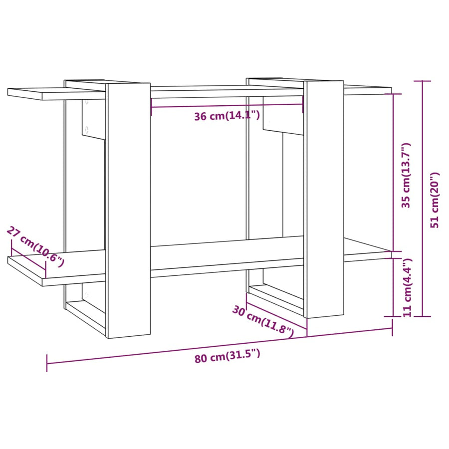 Boekenkast/Kamerscherm 80X30X5 Cm Eikenkleurig Grijs sonoma