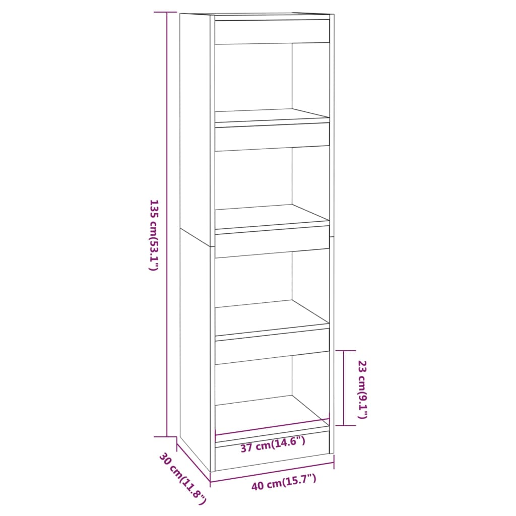 Boekenkast/Kamerscherm 40X30X35 Cm Eikenkleurig Grijs sonoma