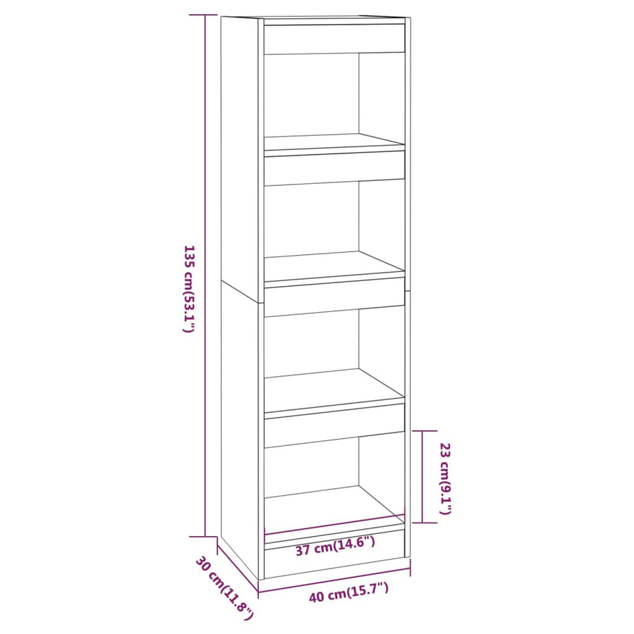 Boekenkast/Kamerscherm 40X30X35 Cm Eikenkleurig Grijs sonoma