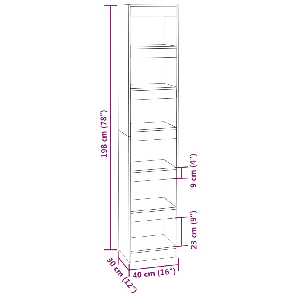 Boekenkast/Kamerscherm 40X30X98 Cm Eikenkleurig Grijs sonoma