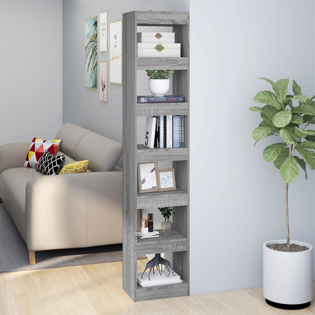 Boekenkast/Kamerscherm 40X30X98 Cm Eikenkleurig Grijs sonoma