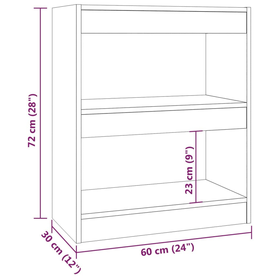 Boekenkast/Kamerscherm 60X30X72 Cm Eikenkleurig Grijs sonoma