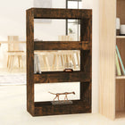Bookcase/Room Divider 60x30x103 cm carved smoked oak wood