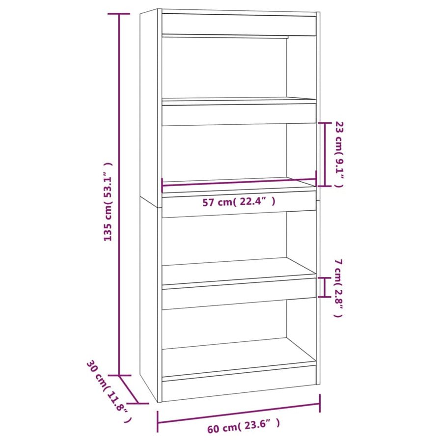 Boekenkast/Kamerscherm 60X30X35 Cm Bewerkt Hout Grijs sonoma