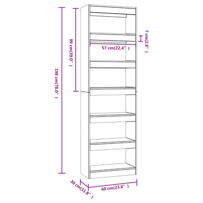 Boekenkast/Kamerscherm 60X30X98 Cm Eikenkleurig Grijs sonoma
