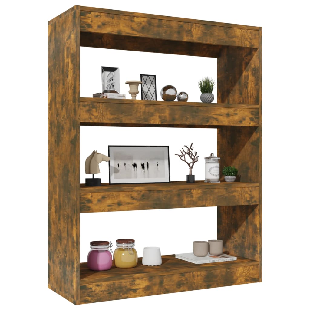 Boekenkast/Kamerscherm 80X30X03 Cm Bewerkt Hout Sonoma Eiken Gerookt eiken