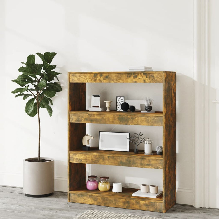 Boekenkast/Kamerscherm 80X30X03 Cm Bewerkt Hout Sonoma Eiken Gerookt eiken