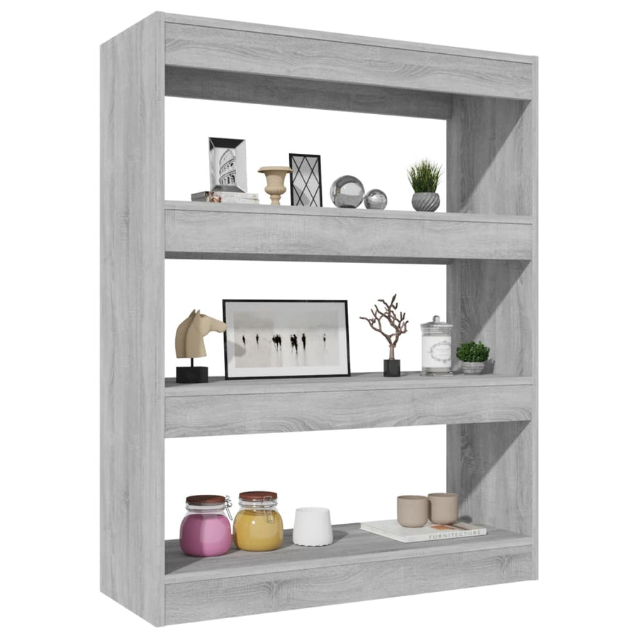 Boekenkast/Kamerscherm 80X30X03 Cm Bewerkt Hout Grijs sonoma