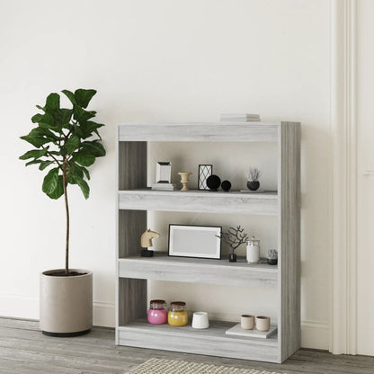 Boekenkast/Kamerscherm 80X30X03 Cm Bewerkt Hout Grijs sonoma