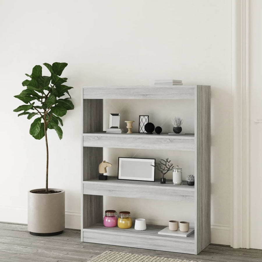 Boekenkast/Kamerscherm 80X30X03 Cm Bewerkt Hout Grijs sonoma