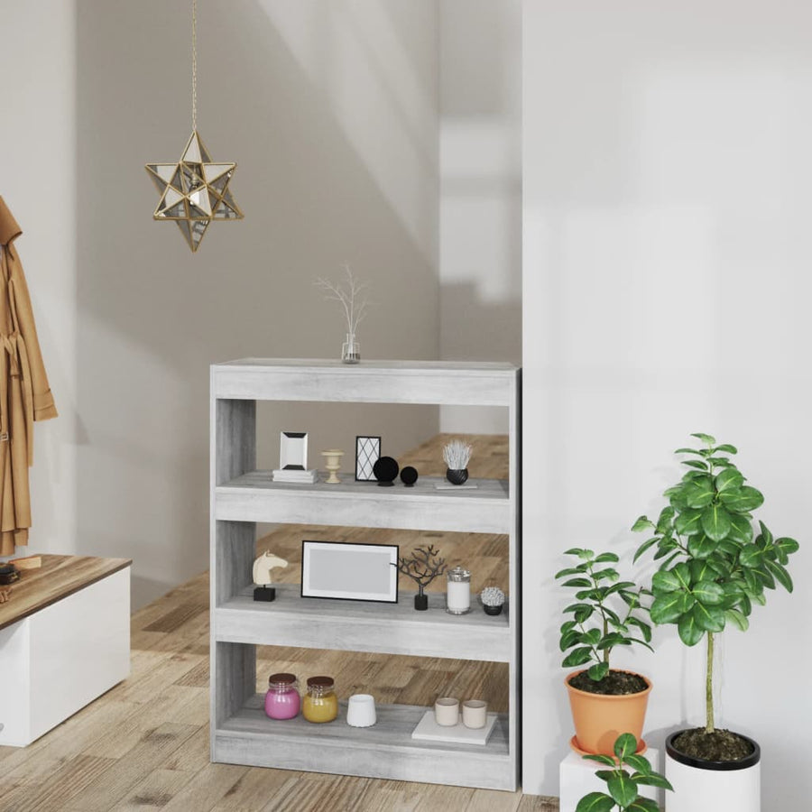 Boekenkast/Kamerscherm 80X30X03 Cm Bewerkt Hout Grijs sonoma
