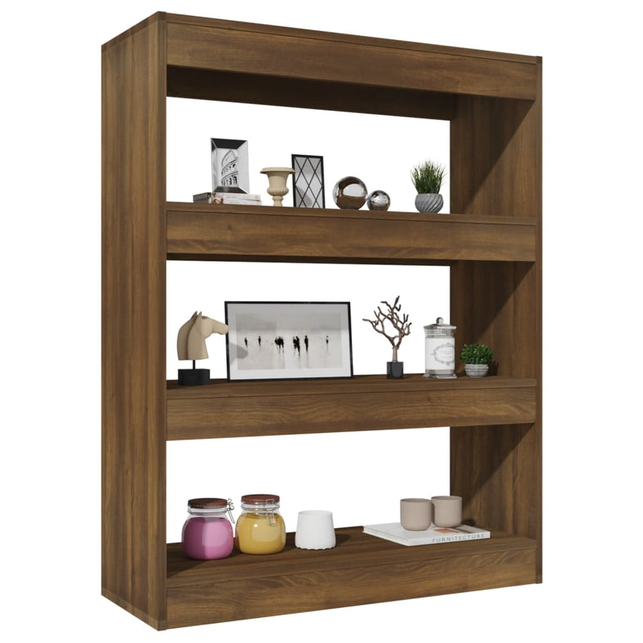 Boekenkast/Kamerscherm 80X30X03 Cm Bewerkt Hout Bruineiken bruin eikenkleur