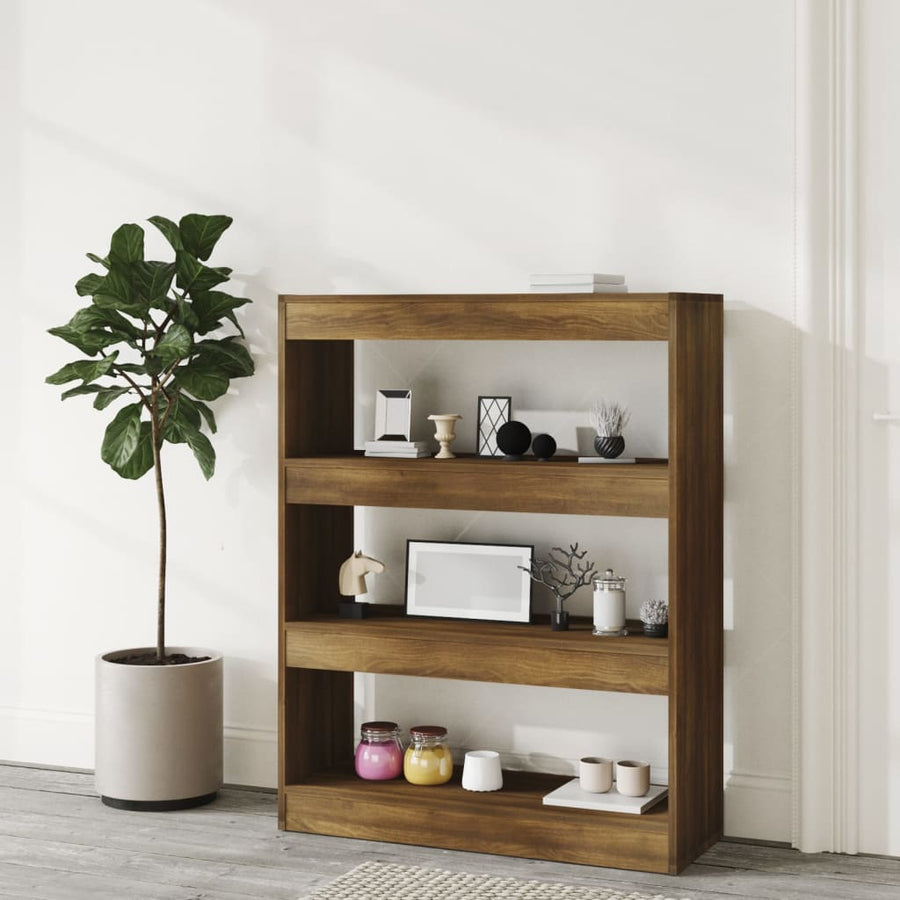 Boekenkast/Kamerscherm 80X30X03 Cm Bewerkt Hout Bruineiken bruin eikenkleur
