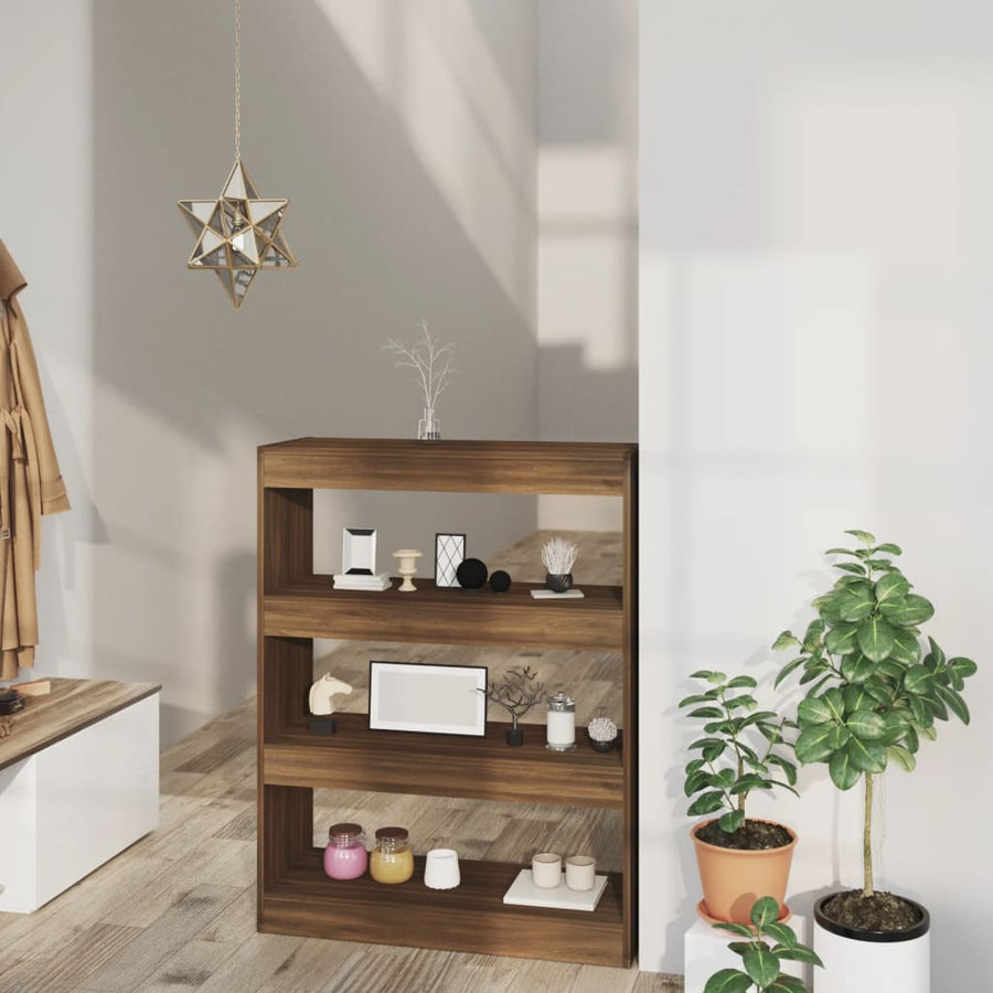 Boekenkast/Kamerscherm 80X30X03 Cm Bewerkt Hout Bruineiken bruin eikenkleur