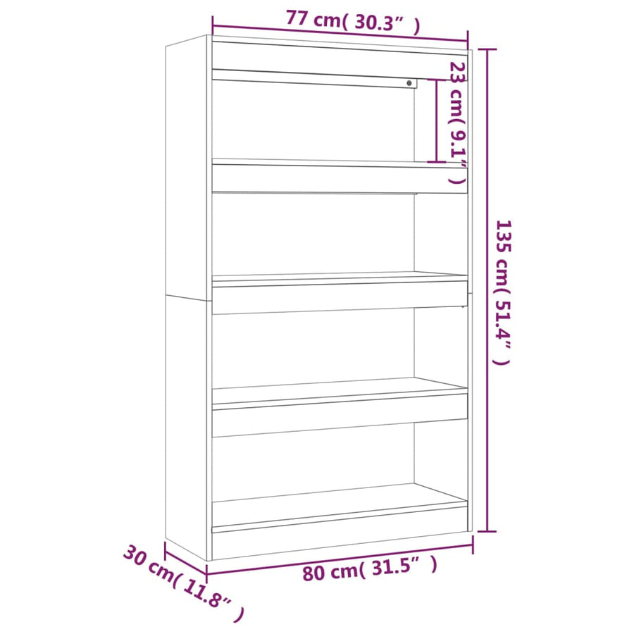 Boekenkast/Kamerscherm 80X30X35 Cm Spaanplaat Sonoma Grijs