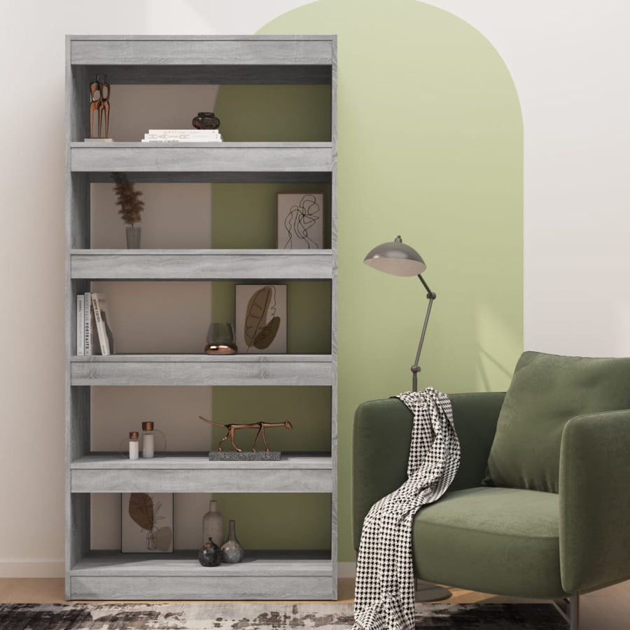 Boekenkast/Kamerscherm 80X30X66 Cm Spaanplaat Sonoma Grijs