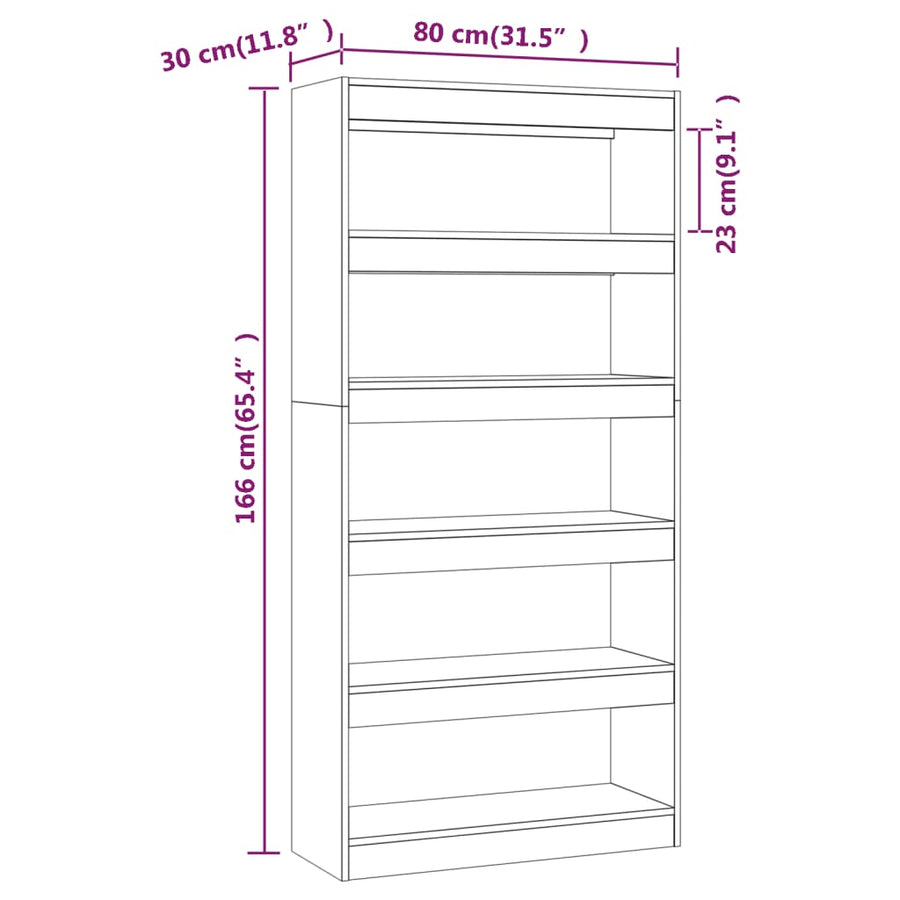 Boekenkast/Kamerscherm 80X30X66 Cm Spaanplaat Sonoma Grijs