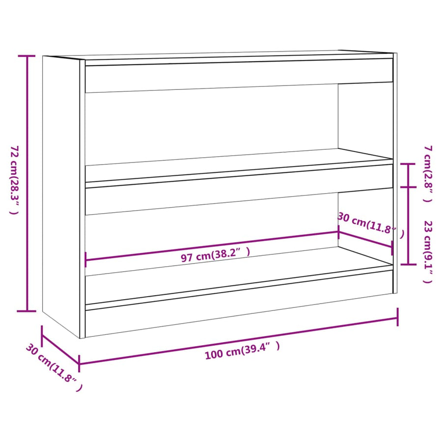 Boekenkast/Kamerscherm 00X30X72 Cm Kleurig Gerookt eiken