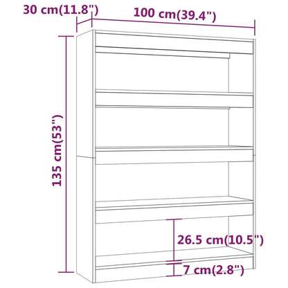 Boekenkast/Kamerscherm 00X30X35 Cm Eikenkleurig Grijs sonoma