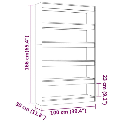 Boekenkast/Kamerscherm 00X30X66 Cm Eikenkleurig Grijs sonoma
